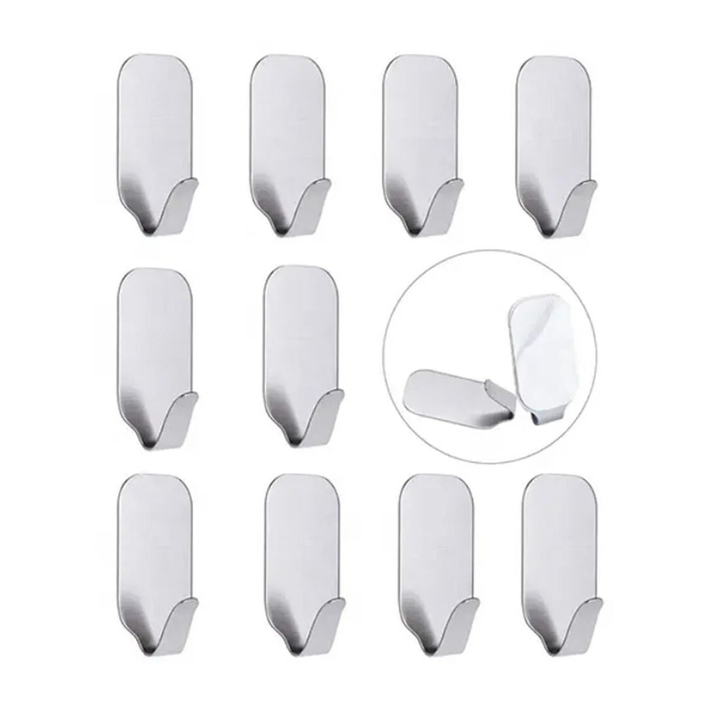 Heavy Duty Self Adhesive Hooks Stainless Steel No Drill Wall Hooks For Home Office 4