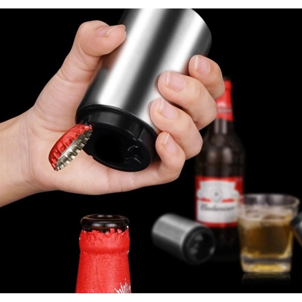 Stainless Steel Automatic PushDown Bottle Opener Beer Soda Cap Remover For Effortless Enjoyment 0