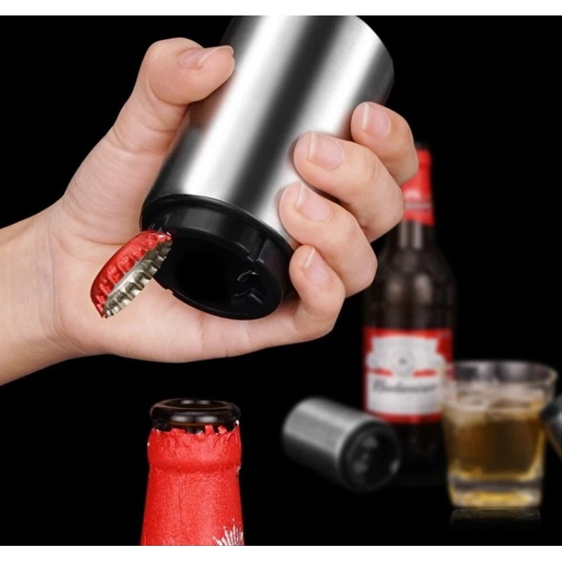 Stainless Steel Automatic PushDown Bottle Opener Beer Soda Cap Remover For Effortless Enjoyment 0