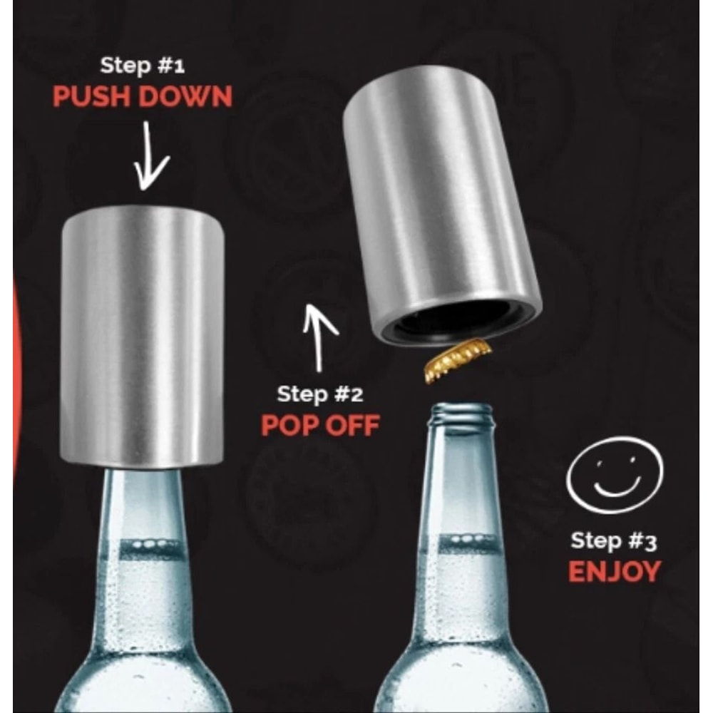 Stainless Steel Automatic PushDown Bottle Opener Beer Soda Cap Remover For Effortless Enjoyment 3