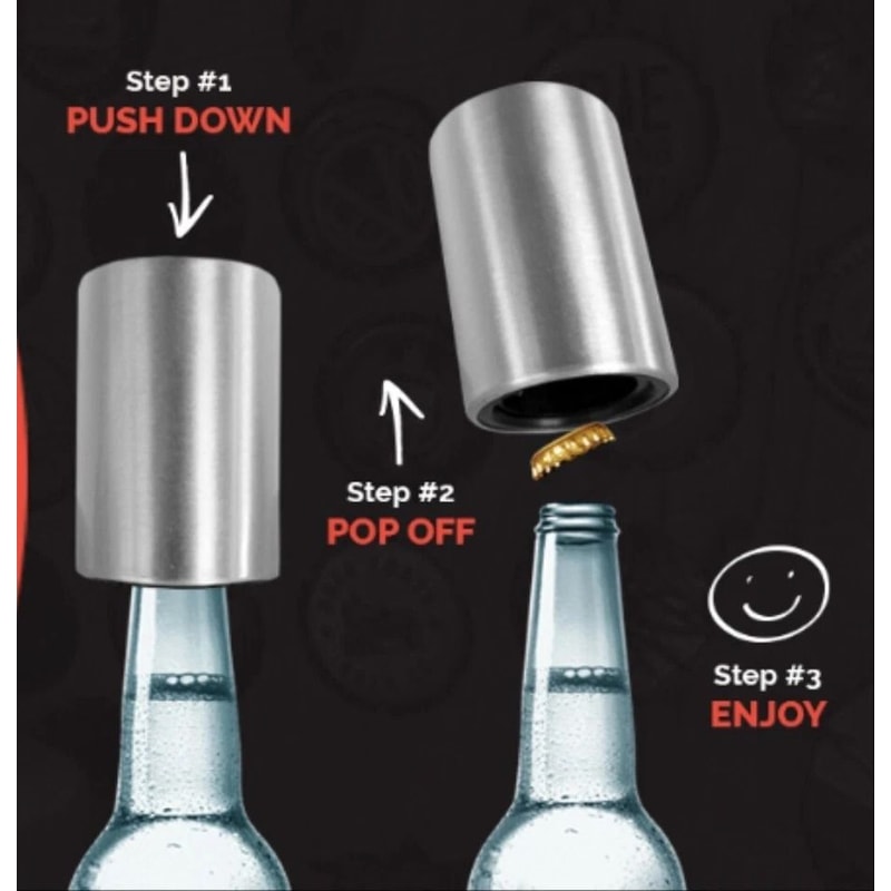 Stainless Steel Automatic PushDown Bottle Opener Beer Soda Cap Remover For Effortless Enjoyment 3