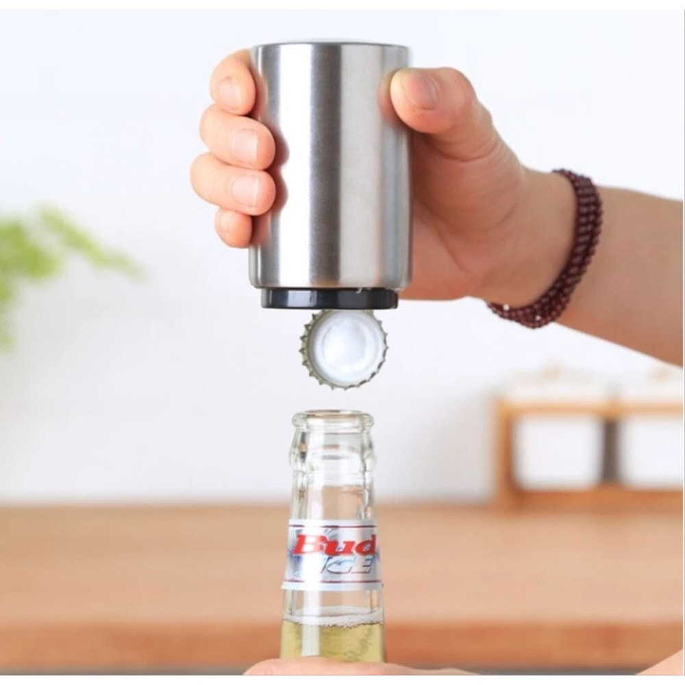 Stainless Steel Automatic PushDown Bottle Opener Beer Soda Cap Remover For Effortless Enjoyment 7