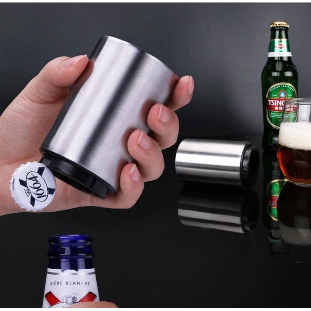 Stainless Steel Automatic PushDown Bottle Opener Beer Soda Cap Remover For Effortless Enjoyment 8