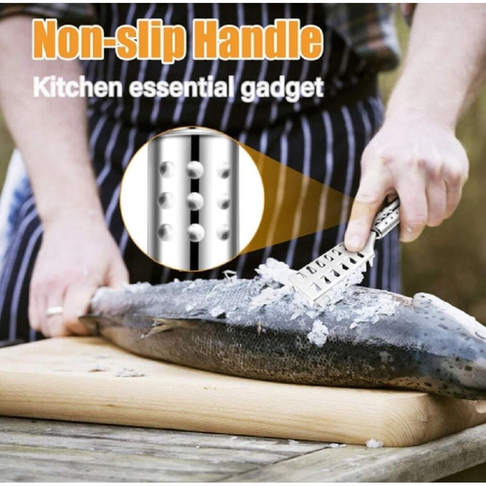 Stainless Steel Fish Scaler Brush Fish Scale Scraper Tool For Seafood Cleaning 2