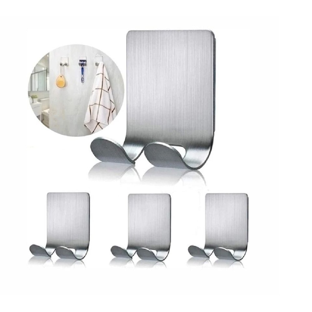 Stainless Steel Razor Holder Hooks Adhesive Wall Mount Bathroom Organizers 0