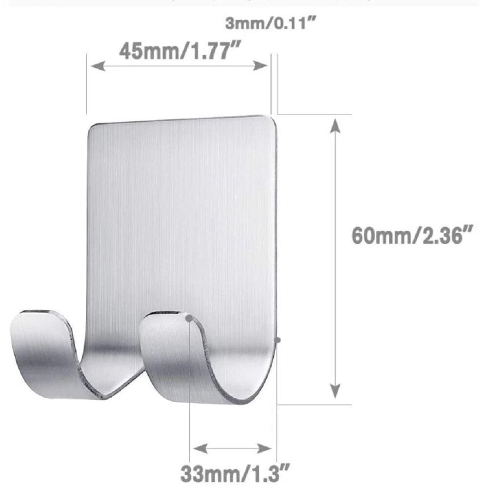 Stainless Steel Razor Holder Hooks Adhesive Wall Mount Bathroom Organizers 2