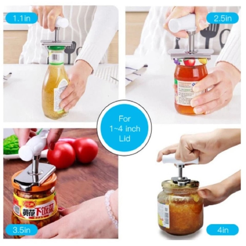 Adjustable Stainless Steel Jar Opener Ergonomic Lid Bottle Cap Remover For Seniors 5
