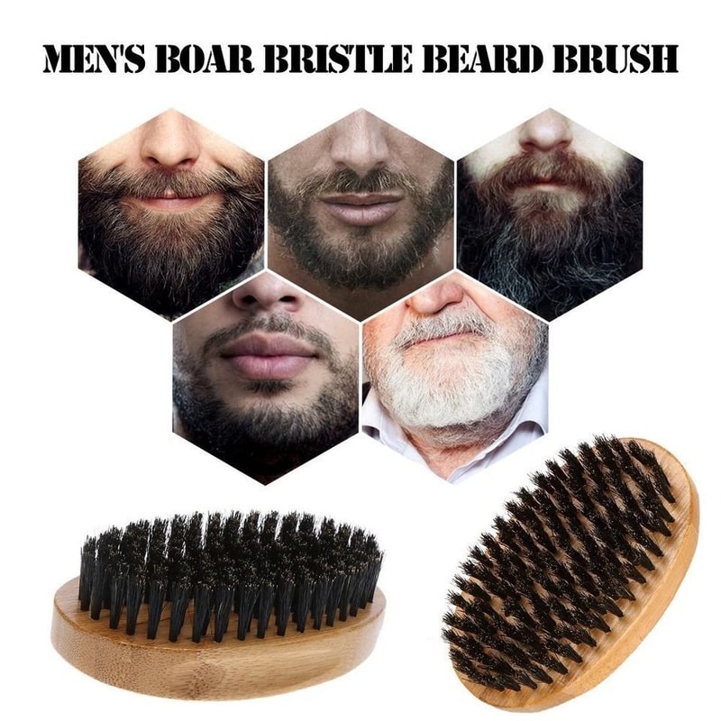 Soft Boar Bristle Beard Brush Mustache Grooming With Wooden Handle 4