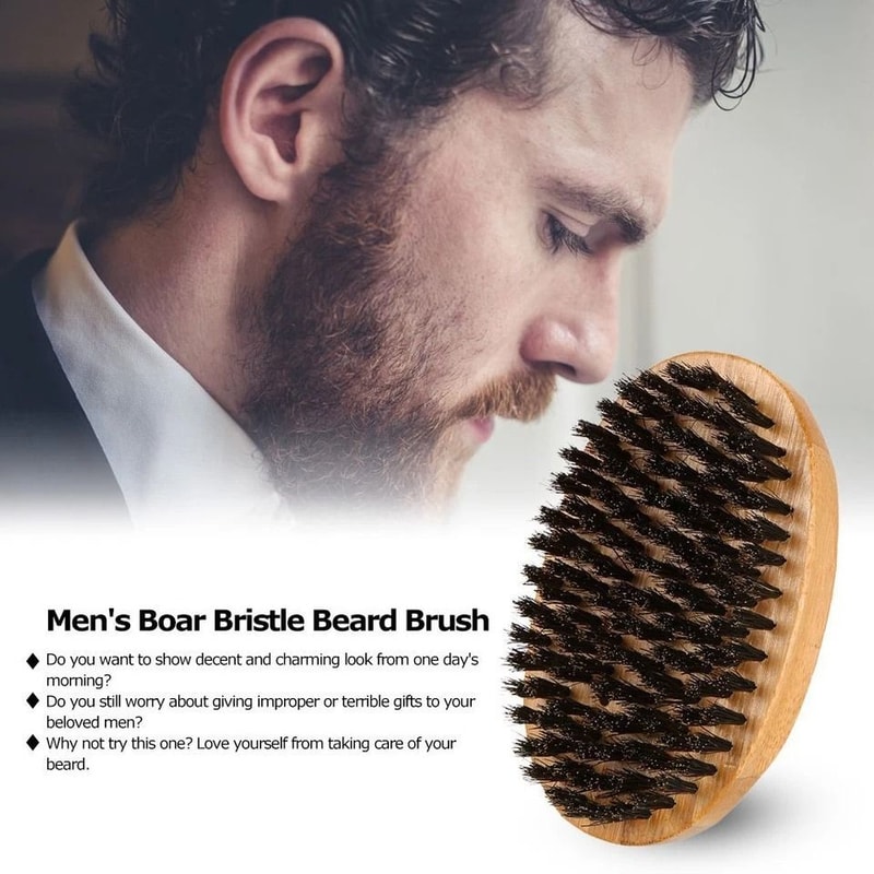 Soft Boar Bristle Beard Brush Mustache Grooming With Wooden Handle 5