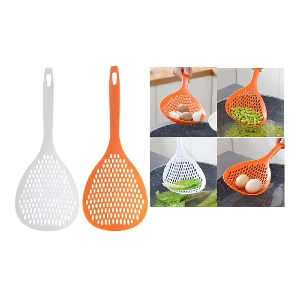 Long Handle Scoop Colander Set Kitchen Strainers For Draining Pasta Vegetables More 5