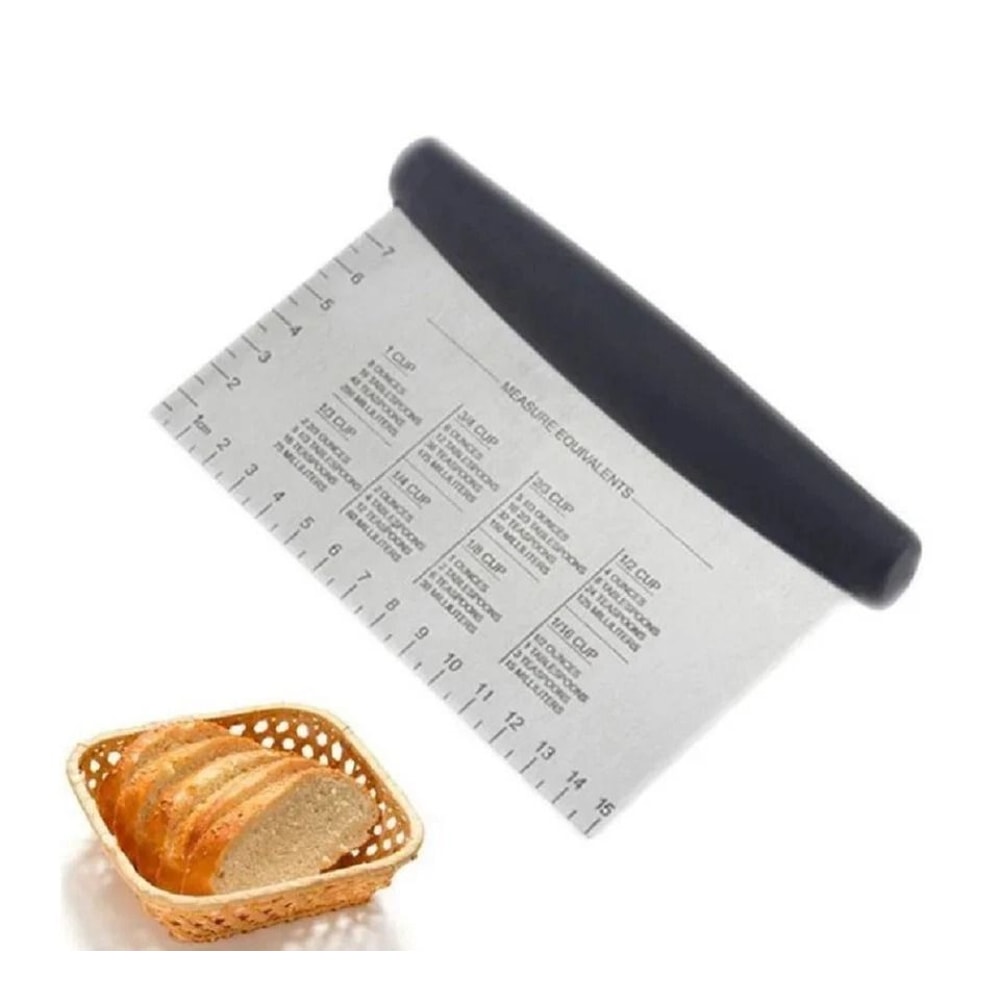 Professional Stainless Steel Bench Scraper Dough Cutter Tool With Measurement Scale For Baking Pi 1