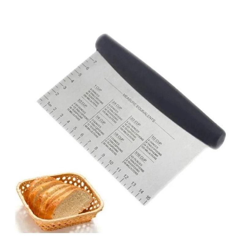 Professional Stainless Steel Bench Scraper Dough Cutter Tool With Measurement Scale For Baking Pi 1