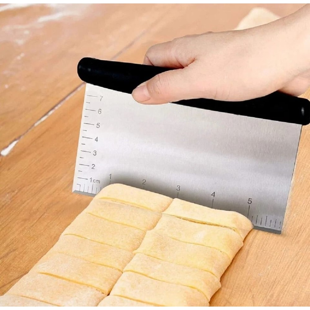Professional Stainless Steel Bench Scraper Dough Cutter Tool With Measurement Scale For Baking Pi 2