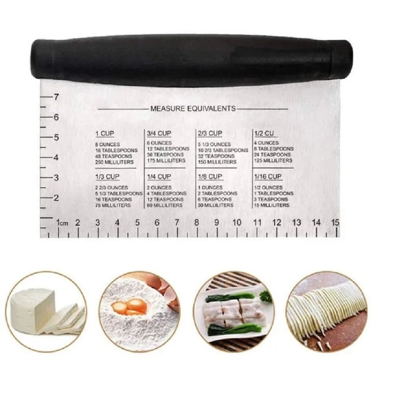 Professional Stainless Steel Bench Scraper Dough Cutter Tool With Measurement Scale For Baking Pi 6