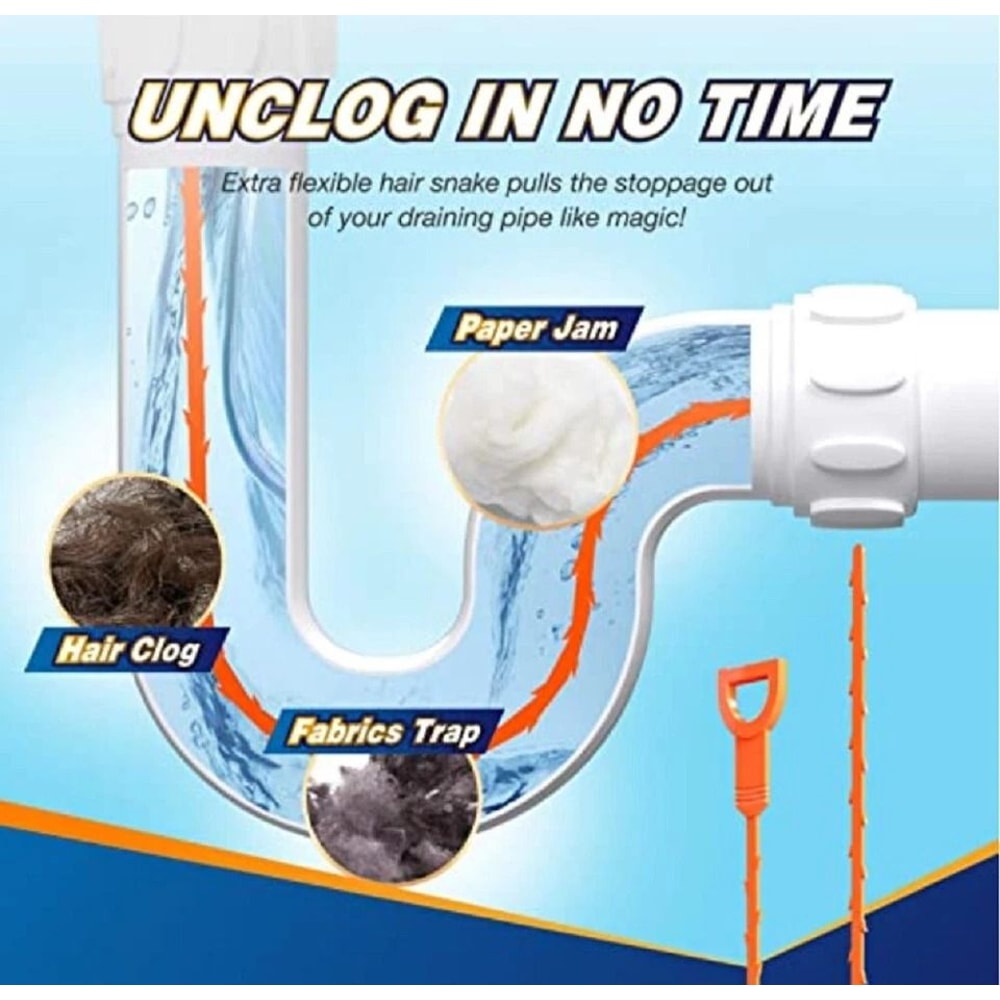 Hair Drain Clog Remover Snake Tool Set For Sink Shower Tub Cleaning 4