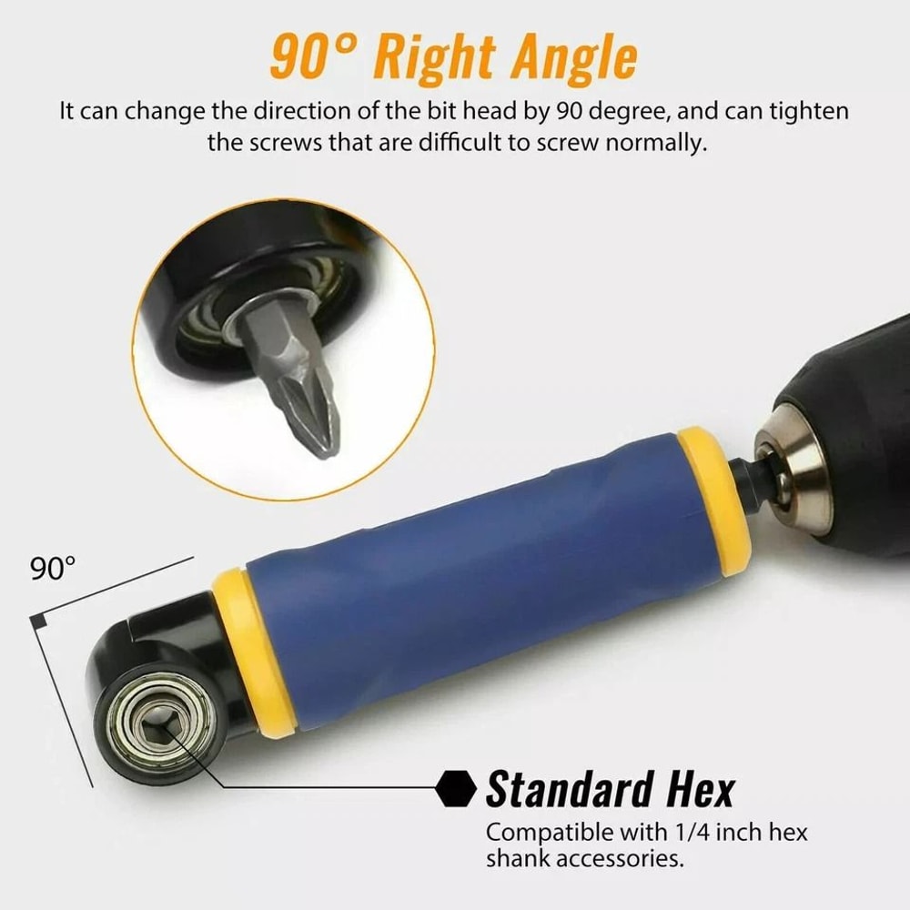 Right Angle Drill Attachment Degree Screwdriver Adapter Hex Extension Tool 2