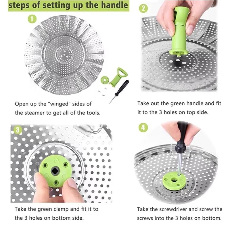 Expandable Vegetable Steamer Basket Stainless Steel Dumpling Steamer Insert For Pots 11