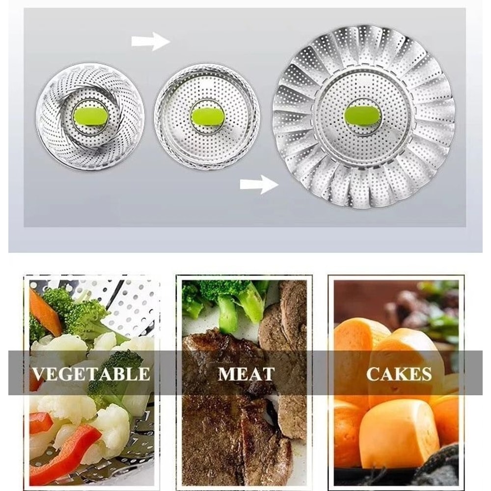 Expandable Vegetable Steamer Basket Stainless Steel Dumpling Steamer Insert For Pots 12