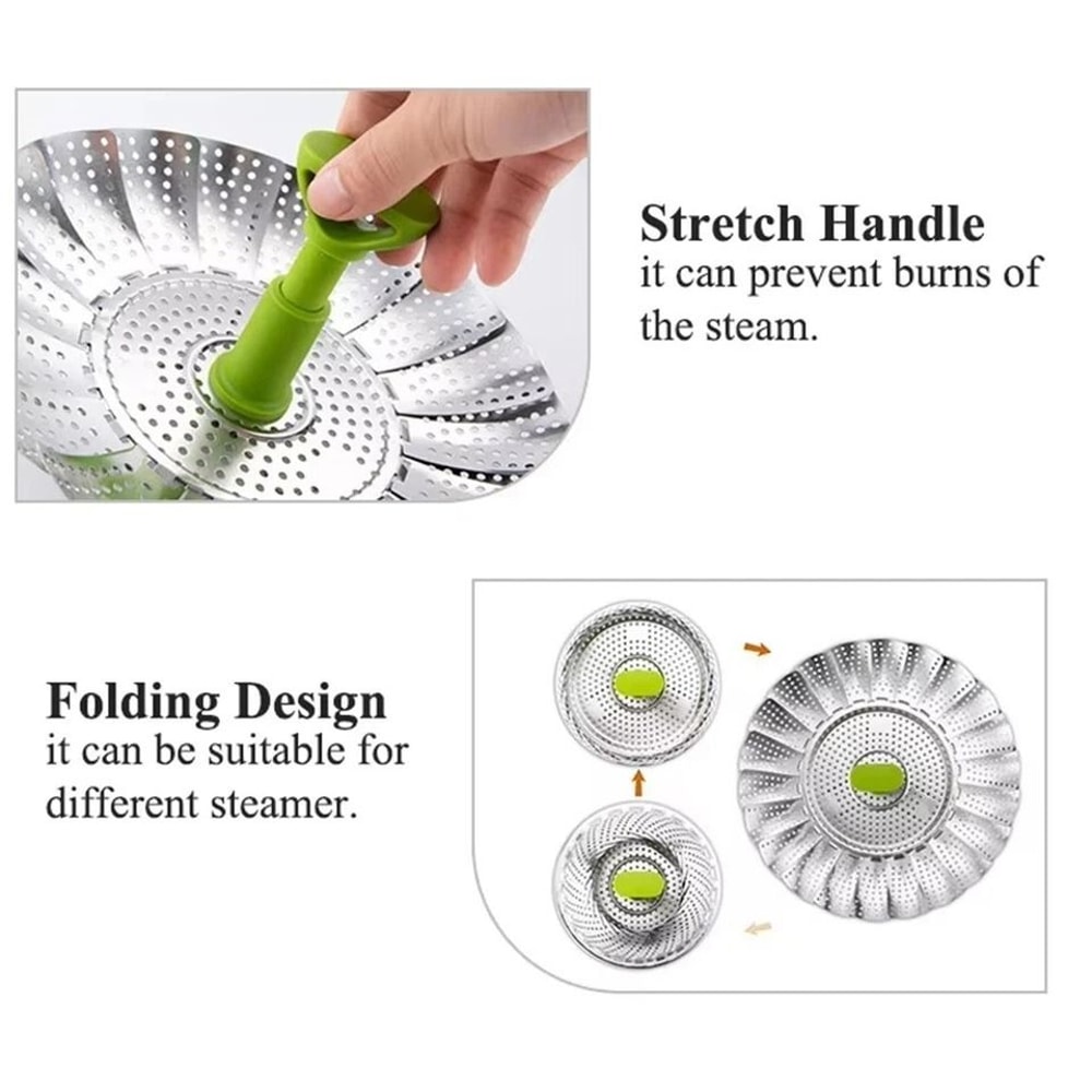 Expandable Vegetable Steamer Basket Stainless Steel Dumpling Steamer Insert For Pots 15