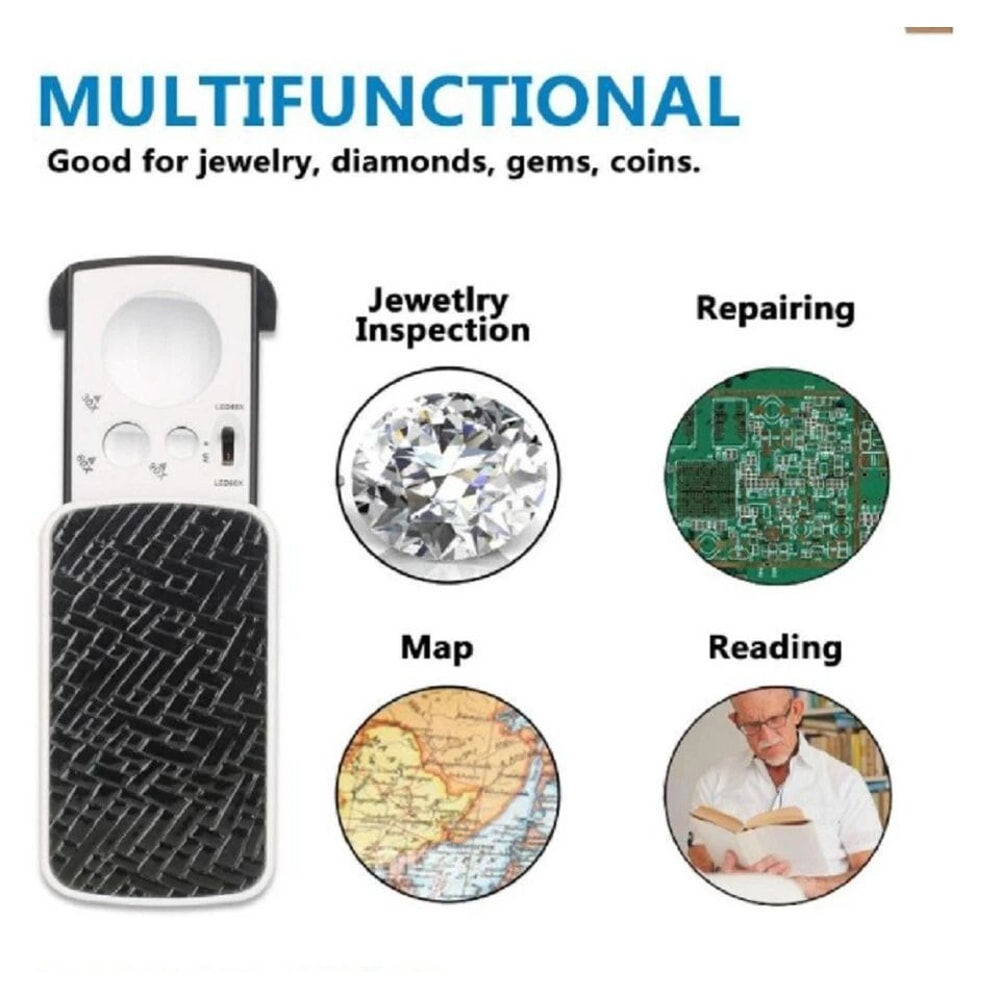 LED Jeweler Loupe Pocket Jewelry Magnifier For Coins Stamps Gems 2