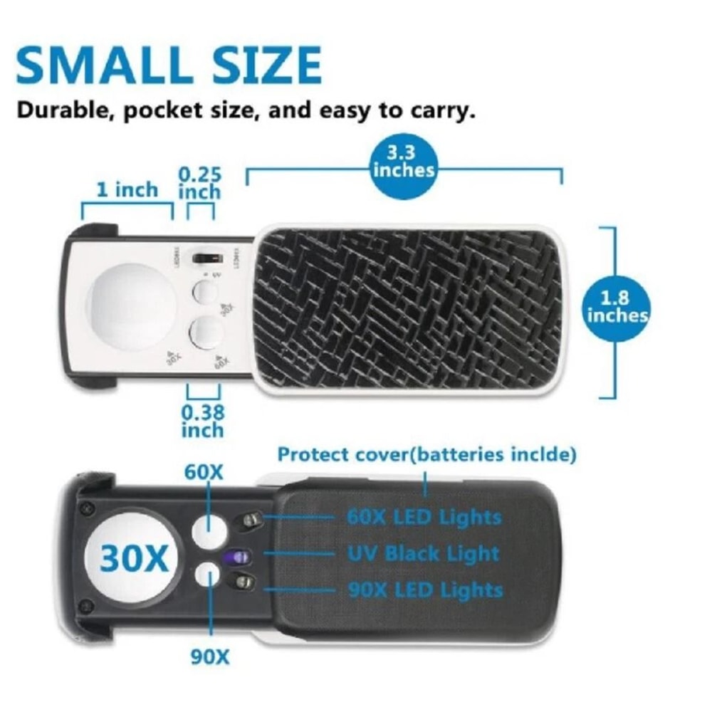 LED Jeweler Loupe Pocket Jewelry Magnifier For Coins Stamps Gems 3