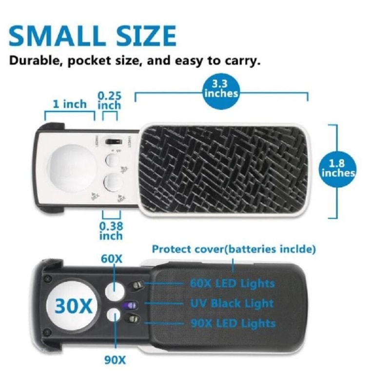 LED Jeweler Loupe Pocket Jewelry Magnifier For Coins Stamps Gems 3