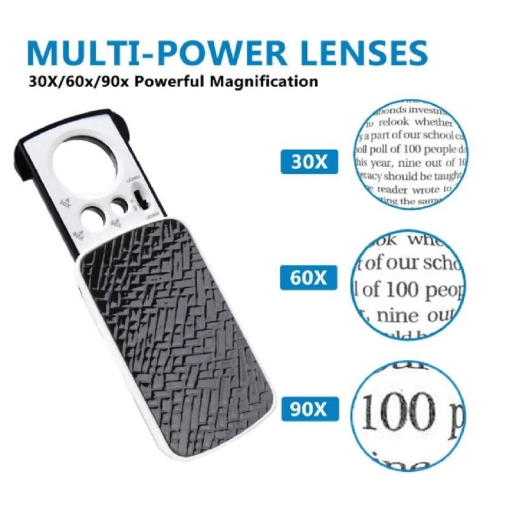 LED Jeweler Loupe Pocket Jewelry Magnifier For Coins Stamps Gems 5