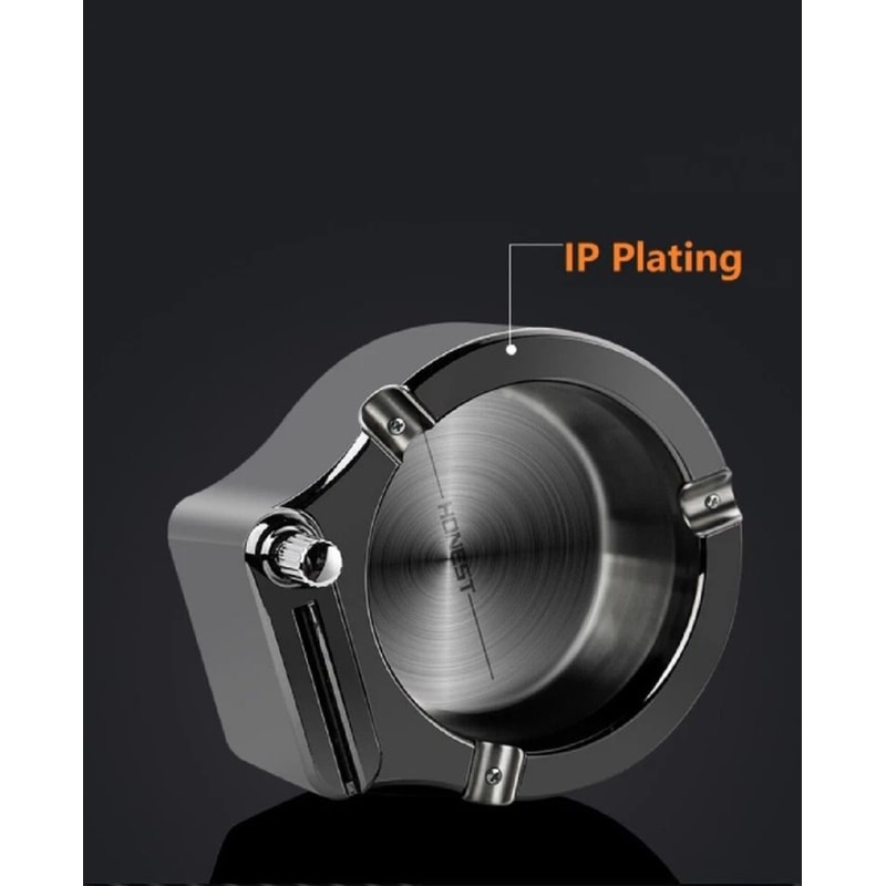 Vintage Ashtray With Lighter Retro Metal Refillable Match Tray 2