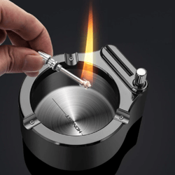 vintage ashtray with lighter retro metal refillable match tray