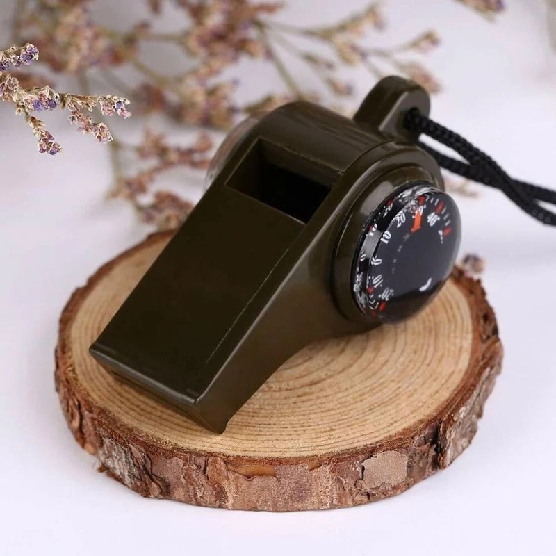 Survival Whistle With Compass Thermometer For Camping Hiking Emergency Gear 3