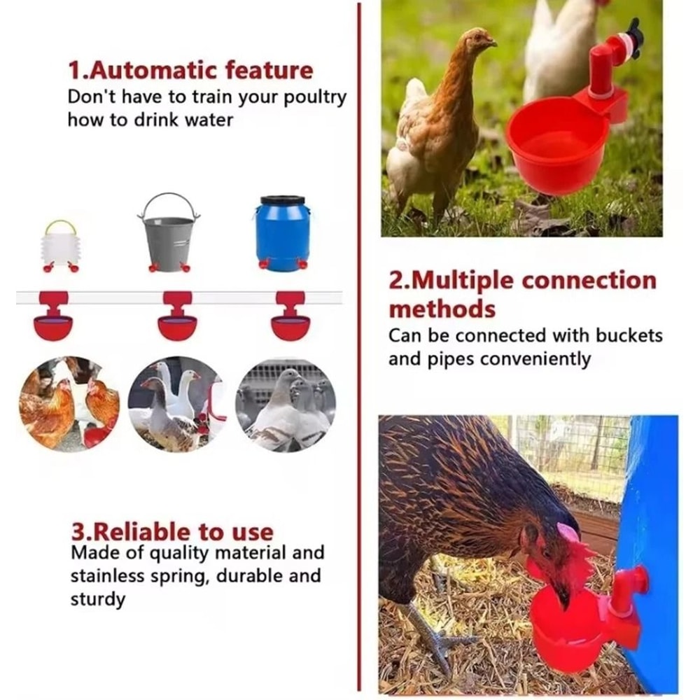 Automatic Chicken Waterer Cups For Coop DIY Poultry Drinking System 6