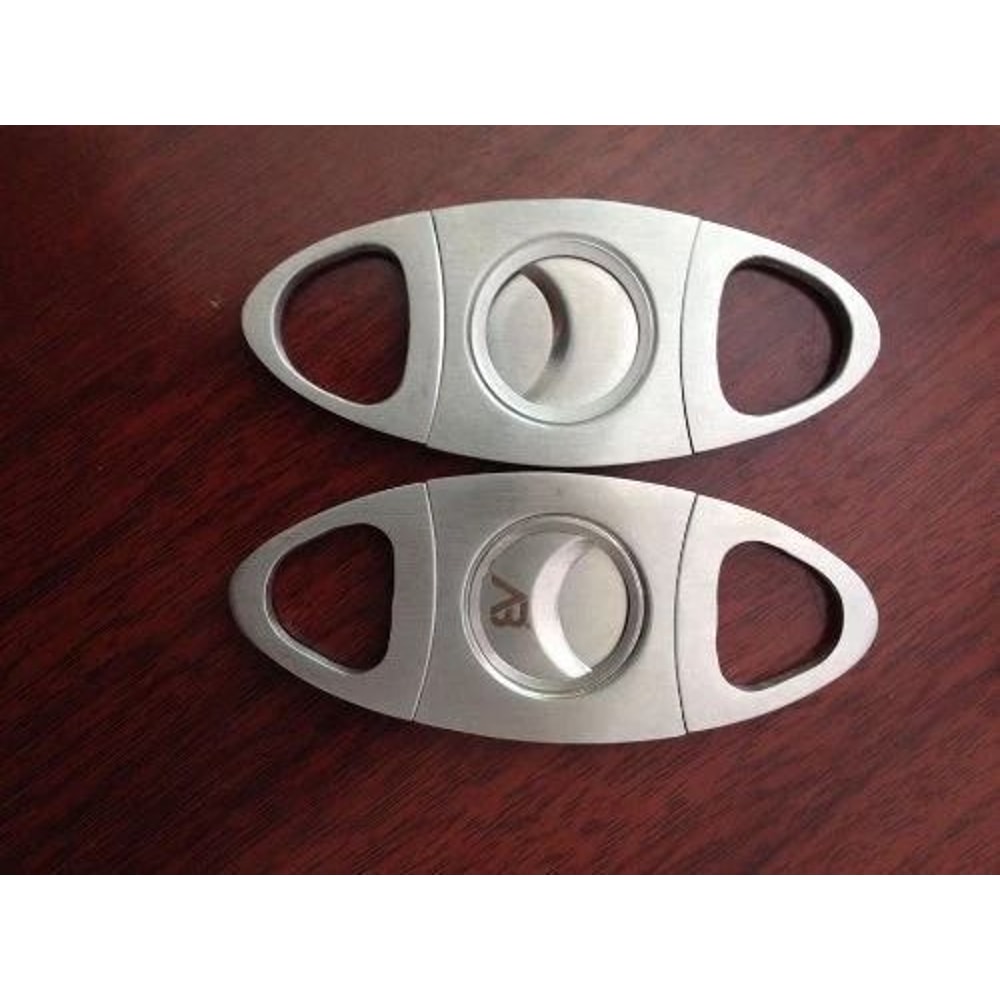 Stainless Steel Double Blade Cigar Cutter Pocket V Cut And Straight Cut Tool 2