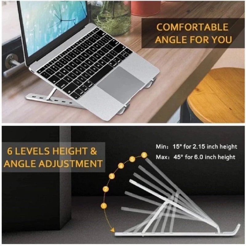 Adjustable Aluminum Laptop Stand Ergonomic Riser For Desk MacBook And Notebook 1
