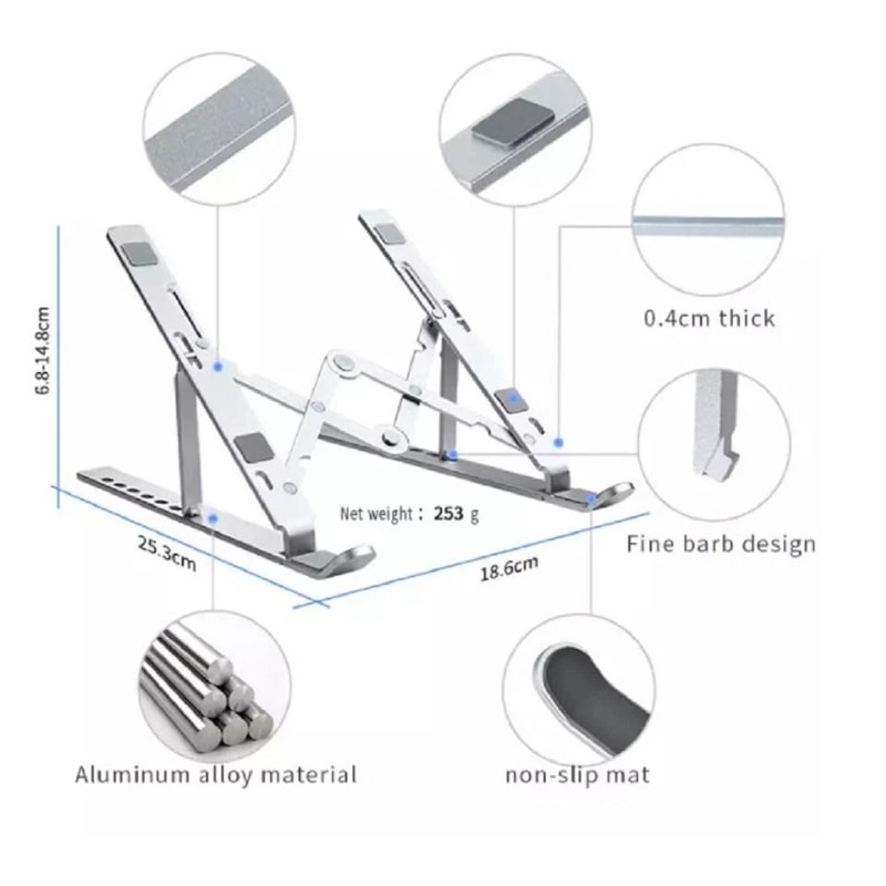 Adjustable Aluminum Laptop Stand Ergonomic Riser For Desk MacBook And Notebook 3