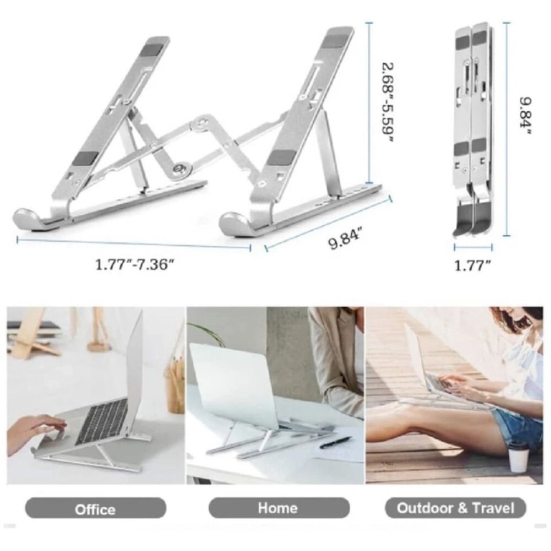 Adjustable Aluminum Laptop Stand Ergonomic Riser For Desk MacBook And Notebook 6