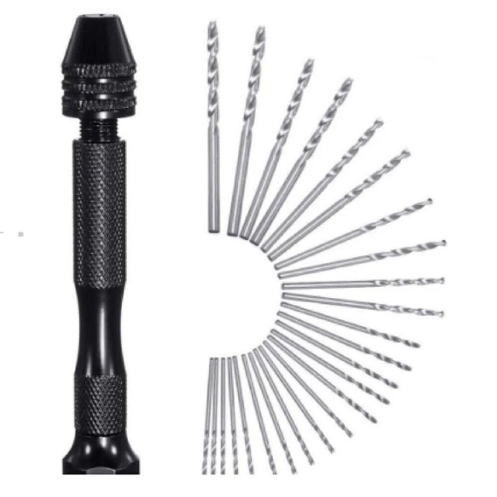 Pin Vise Hand Drill Set With Keyless Chuck Micro Bits For Resin Jewelry Crafts 0