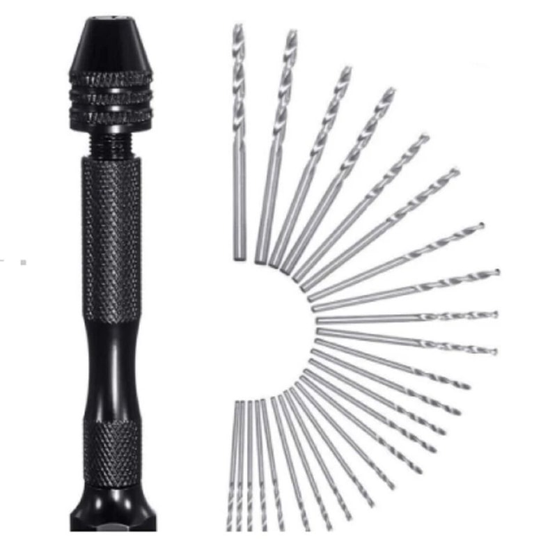 Pin Vise Hand Drill Set With Keyless Chuck Micro Bits For Resin Jewelry Crafts 0