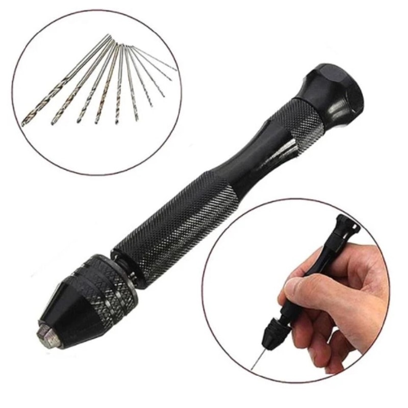 Pin Vise Hand Drill Set With Keyless Chuck Micro Bits For Resin Jewelry Crafts 1