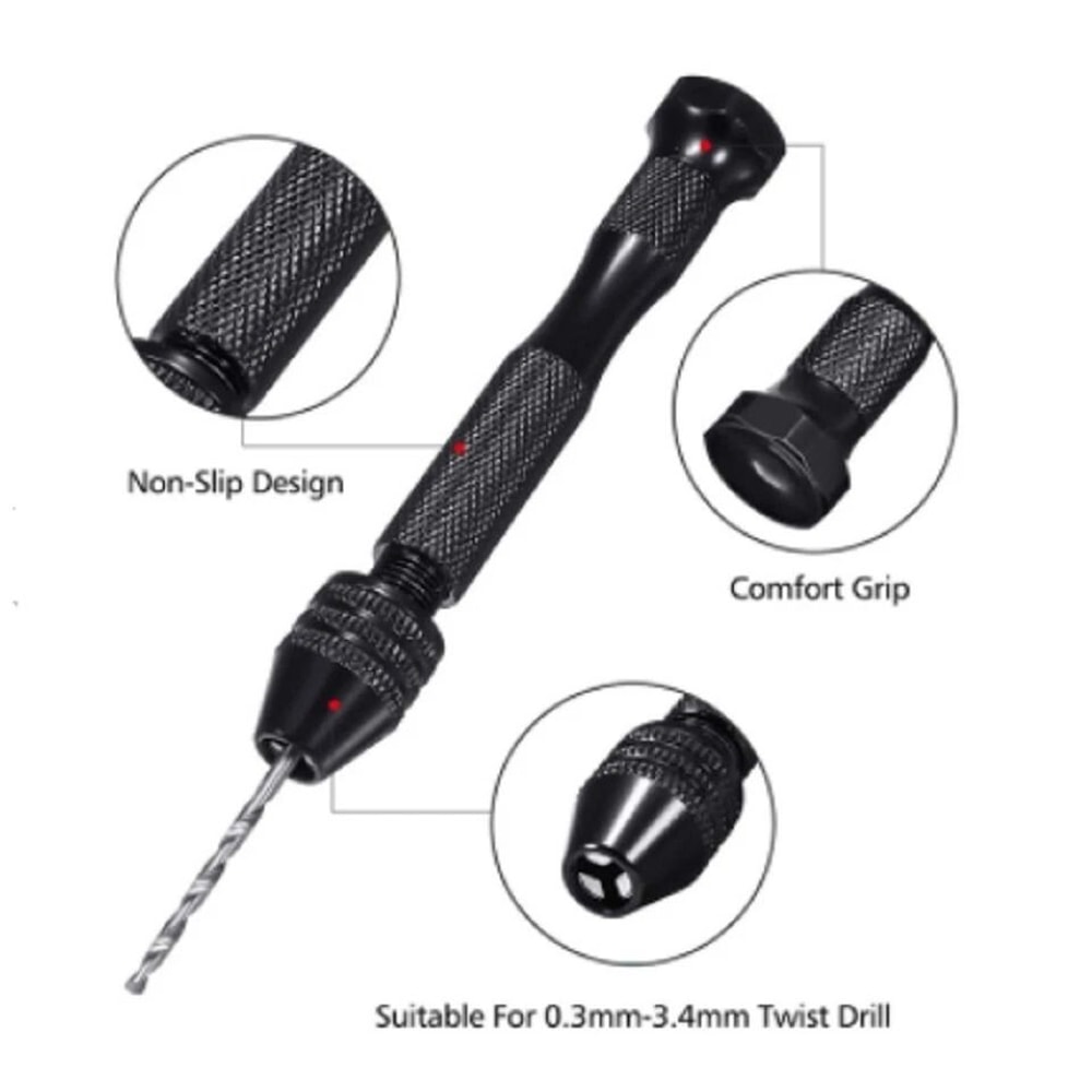Pin Vise Hand Drill Set With Keyless Chuck Micro Bits For Resin Jewelry Crafts 2