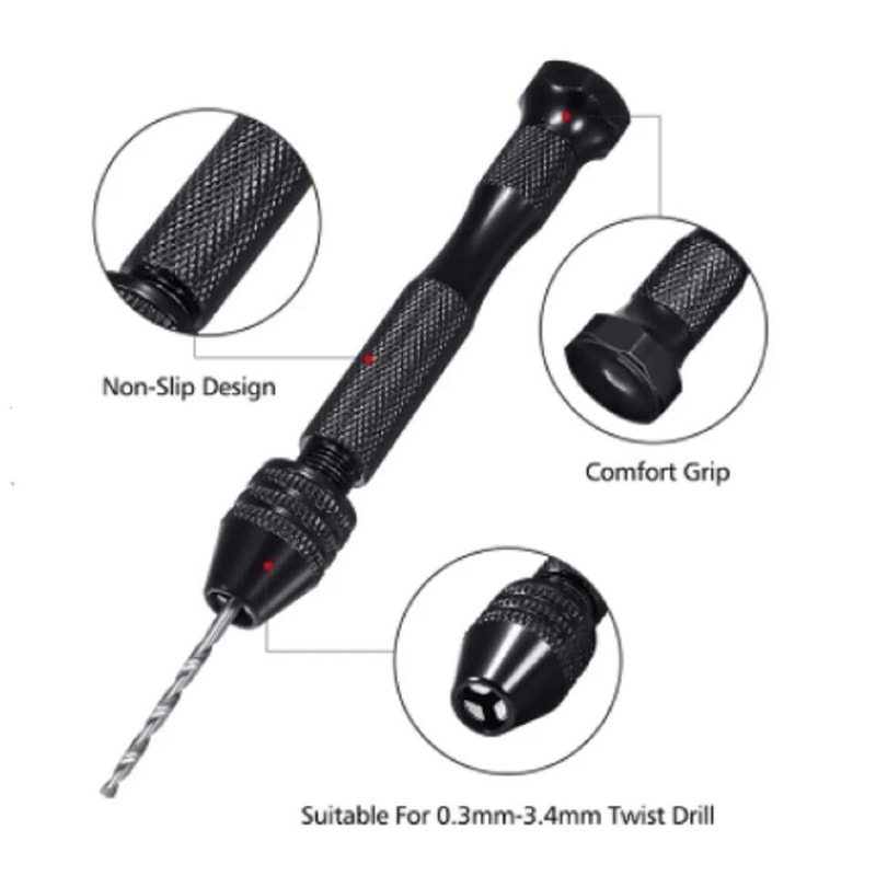 Pin Vise Hand Drill Set With Keyless Chuck Micro Bits For Resin Jewelry Crafts 2