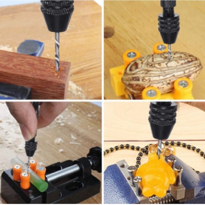 Pin Vise Hand Drill Set With Keyless Chuck Micro Bits For Resin Jewelry Crafts 5