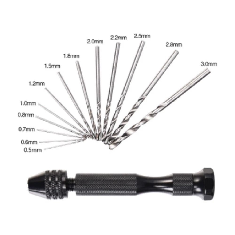 Pin Vise Hand Drill Set With Keyless Chuck Micro Bits For Resin Jewelry Crafts 7