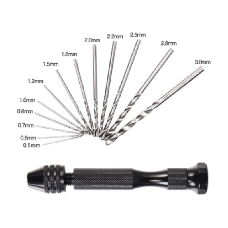 Pin Vise Hand Drill Set With Keyless Chuck Micro Bits For Resin Jewelry Crafts 7