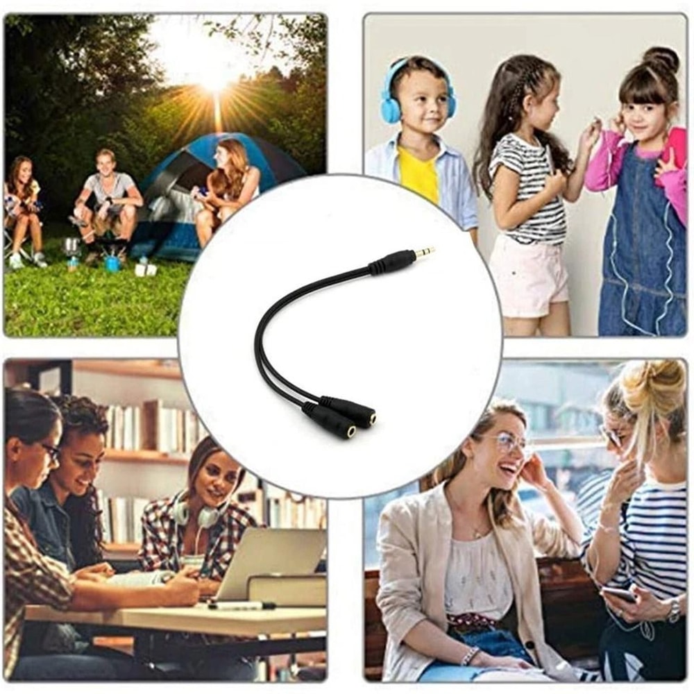 Headset Splitter Cable Gold Plated Audio Mic Adapter For Headphones And PC 2