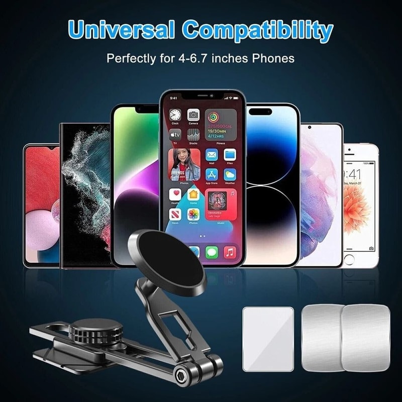 Rotating Magnetic Phone Holder Car Mount Foldable Dashboard Stand 9