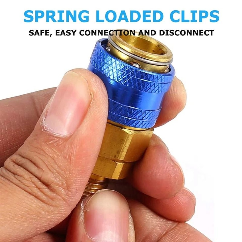 Quick Coupler Set High Low Side AC Charging Adapter With SAE Male Flare 1