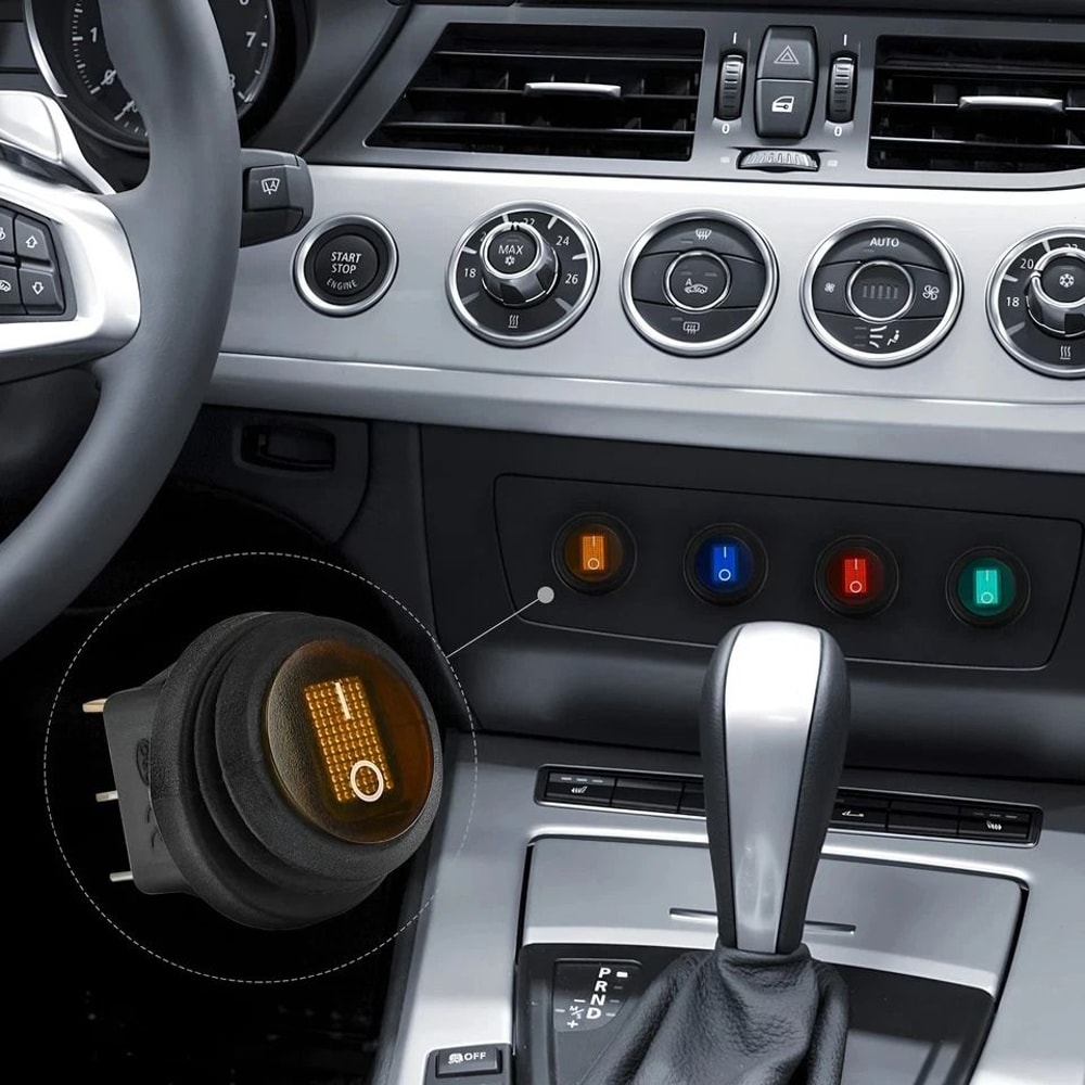 Waterproof Rocker Switch Blue LED Car Boat ON Off Round Toggle 3