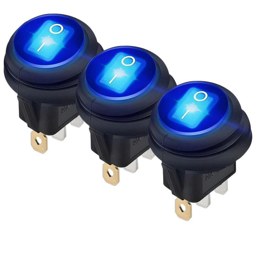 Waterproof Rocker Switch Blue LED Car Boat ON Off Round Toggle 0