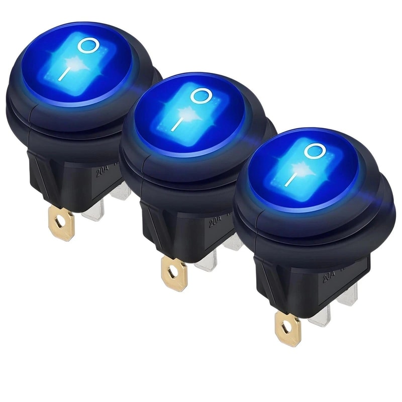 Waterproof Rocker Switch Blue LED Car Boat ON Off Round Toggle 0