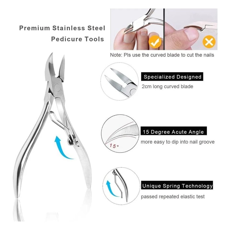 Professional Ingrown Toenail Clipper Stainless Steel Cuticle Nipper Pedicure Tool 2